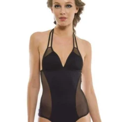 Aquarella Outlaw Black Mesh One Piece Swimsuit Swimwear