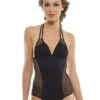 Aquarella Outlaw Black Mesh One Piece Swimsuit Swimwear