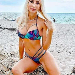 Aquarella Tough Snake Print Bra Top Cheeky Atomic Brazilian Bottom Set