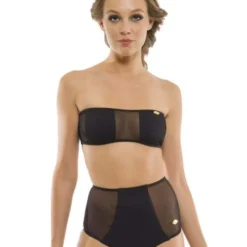 Aquarella Outlaw Bandeau Mesh Top And High Rise Bottom Bikini Swimwear Swimsuit Set