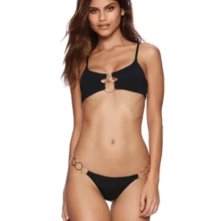 Beach Bunny Lexi Black Bralette & Nadia Skimpy Bottom Bikini Swimwear Set