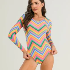 Búzios Vibes Print Júlia Long-Sleeve Monokini One Piece Swimsuit Swimwear