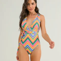 Búzios Vibes Print Leti Plunge One Piece Swimsuit Swimwear