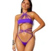 Extreme Strappy Purple Halter Top & Open Rear Bikini Swimsuit