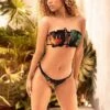 Jungle Print Strapless Top & Thong Bikini Set