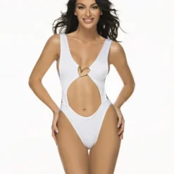 Liliana Montoya Trikini Azalea Shiny White One Piece Bikini