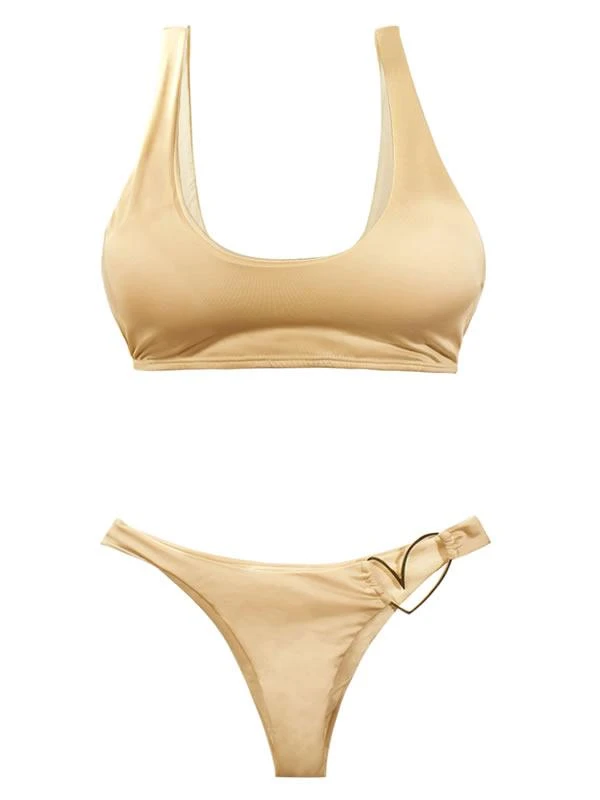 Liliana Montoya Gold Bikini Heart Shiny Bottom Bikini Swimwear Separate - Image 4