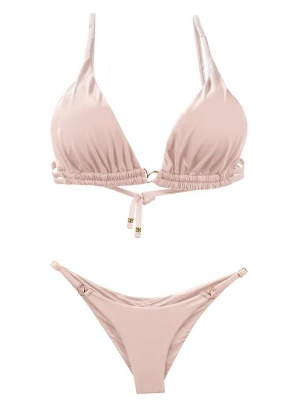 Liliana Montoya Pink Shell Bikini Marinera Top Double Straps Bikini Swimwear Separate - Image 4