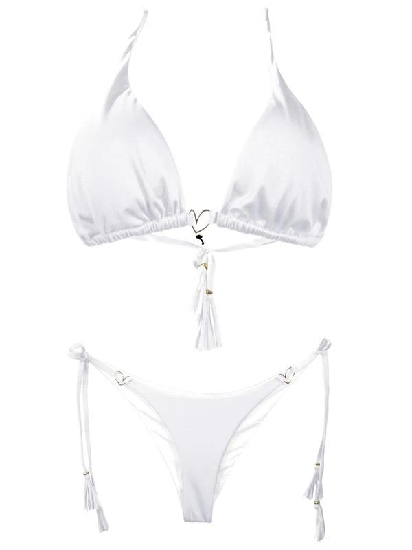 Liliana Montoya White Bikini Marinera Shiny Bottom Bikini Swimwear Separate - Image 3