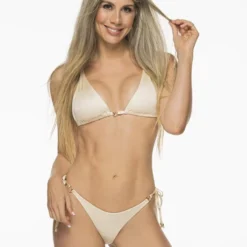 Liliana Montoya Bikini Marinera Beige Shiny Top & Bottom Bikini Swimwear Set