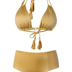 Liliana Montoya GAiA BIkini Gold Triangle Top & High Waist Bottom Set