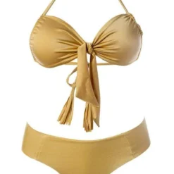 Liliana Montoya GAiA Gold Front Tie Bandeau Top & Cheeky Bottom Set