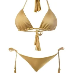 Liliana Montoya GAiA Gold Triangle Top & Side Tie Cheeky Bottom Set