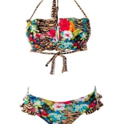 Liliana Montoya GAiA Rainforest Tiger Bandeau Top & Ruffled Bikini Bottom Set