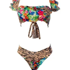 Liliana Montoya GAiA Rainforest Tiger Puffed Short Sleeve Bandeau & Cheeky Bottom Set