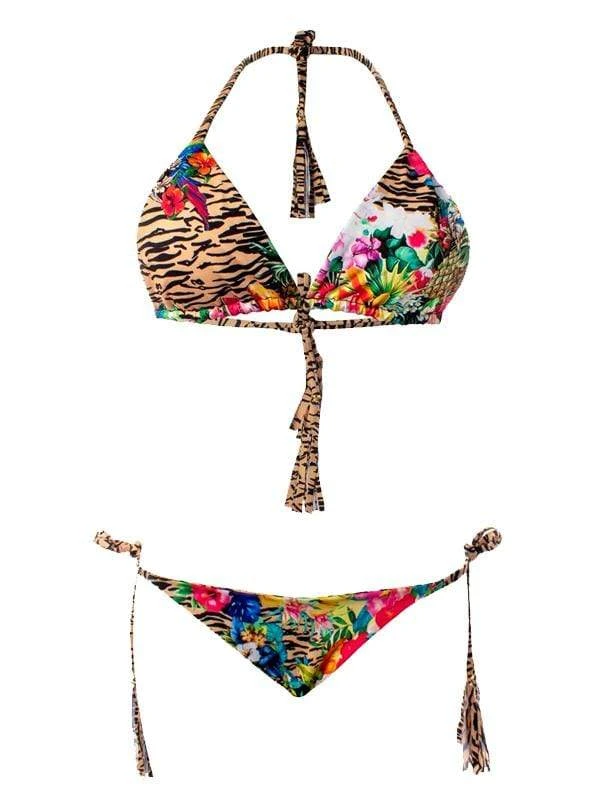 Liliana Montoya GAiA Rainforest Tiger Triangle Top & Side Tie Cheeky Bottom Set