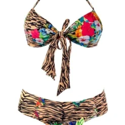 Liliana Montoya GAiA Rainforest Tiger Front Tie Bandeau Top & Cheeky Bottom Set
