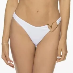 Liliana Montoya White Bikini Heart Shiny Bottom Bikini Swimwear Separate