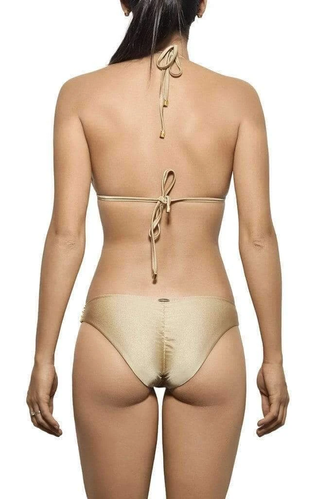 Notorious Swimwear Gold Chains Of Love Triangle Top & Cheeky Scrunch Bottom Swimsuit Bikini Set - Image 2