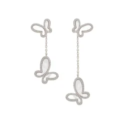 Silver Long Butterfly Earrings