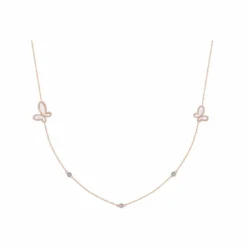 Long Rose Gold Silver Butterfly Neckless
