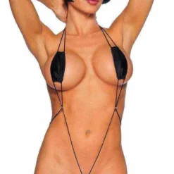 Black Extreme Micro Slingshot G-String Thong Monokini Bikini One Piece Swimsuit Swimwear