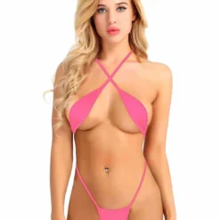 Hot Pink Extreme Micro G-String Thong Slingshot One Piece Swimsuit Swimwear