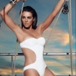 White One Piece Swimsuit With Cut Out Side Ties