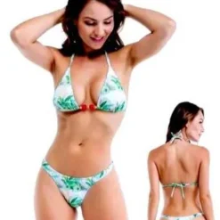Nice Floral Print Triangle Top & Thong Bottom Set