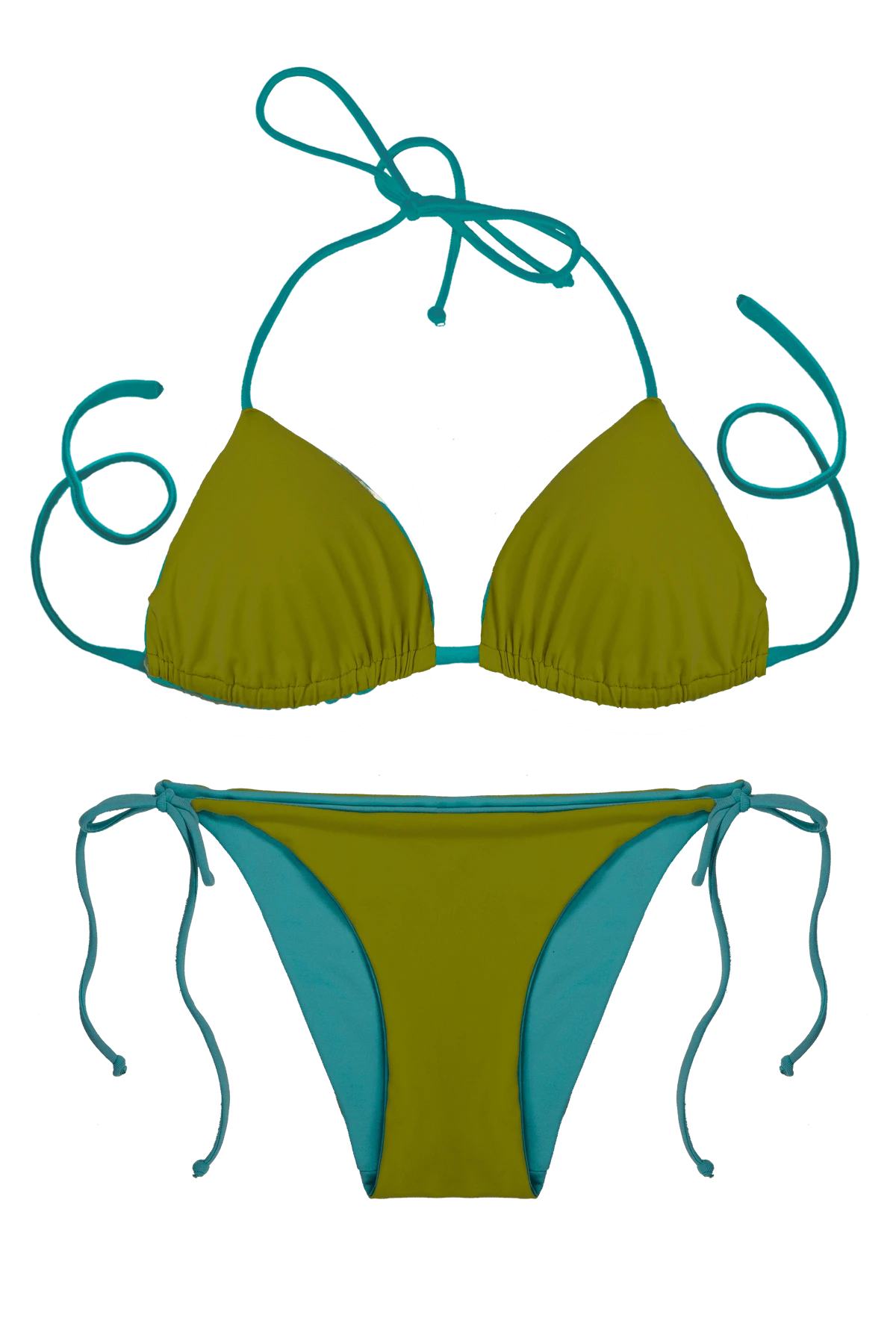 Thaikila Curacao Reversible Triangle Top And Side Tie Brazilian Bottom Bikini Swimwear Swimsuit Set - Image 5