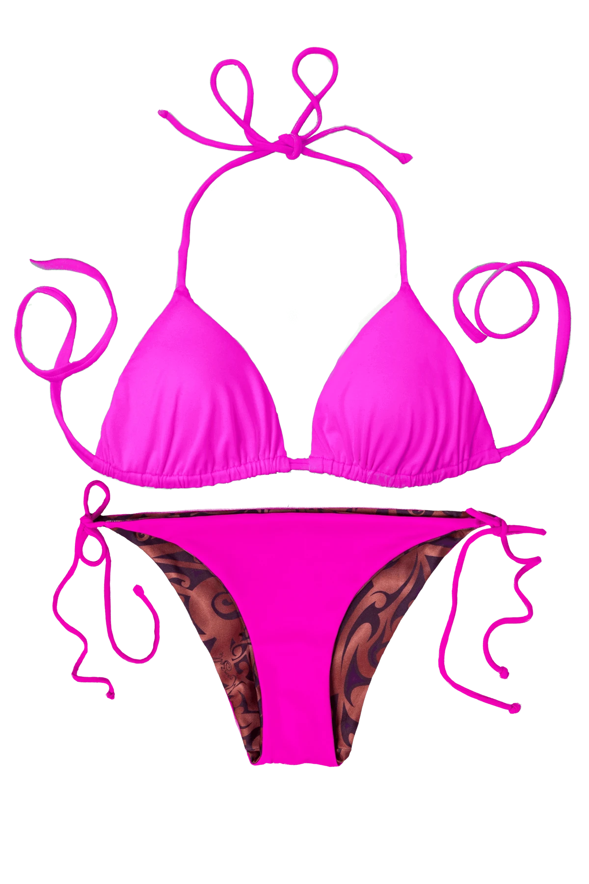 Thaikila Ink Reversible Triangle Top And Side Tie Brazilian Bottom Bikini Swimwear Swimsuit Set - Image 3